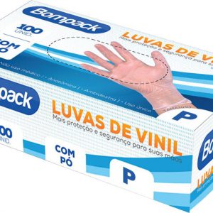 Luva de Vinil c/ pó P 100und Bompack